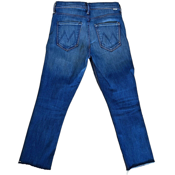Mother Denim The Mid Rise Dazzler Crop Fray Squeeze It Size 28 Stretch - Picture 5 of 9